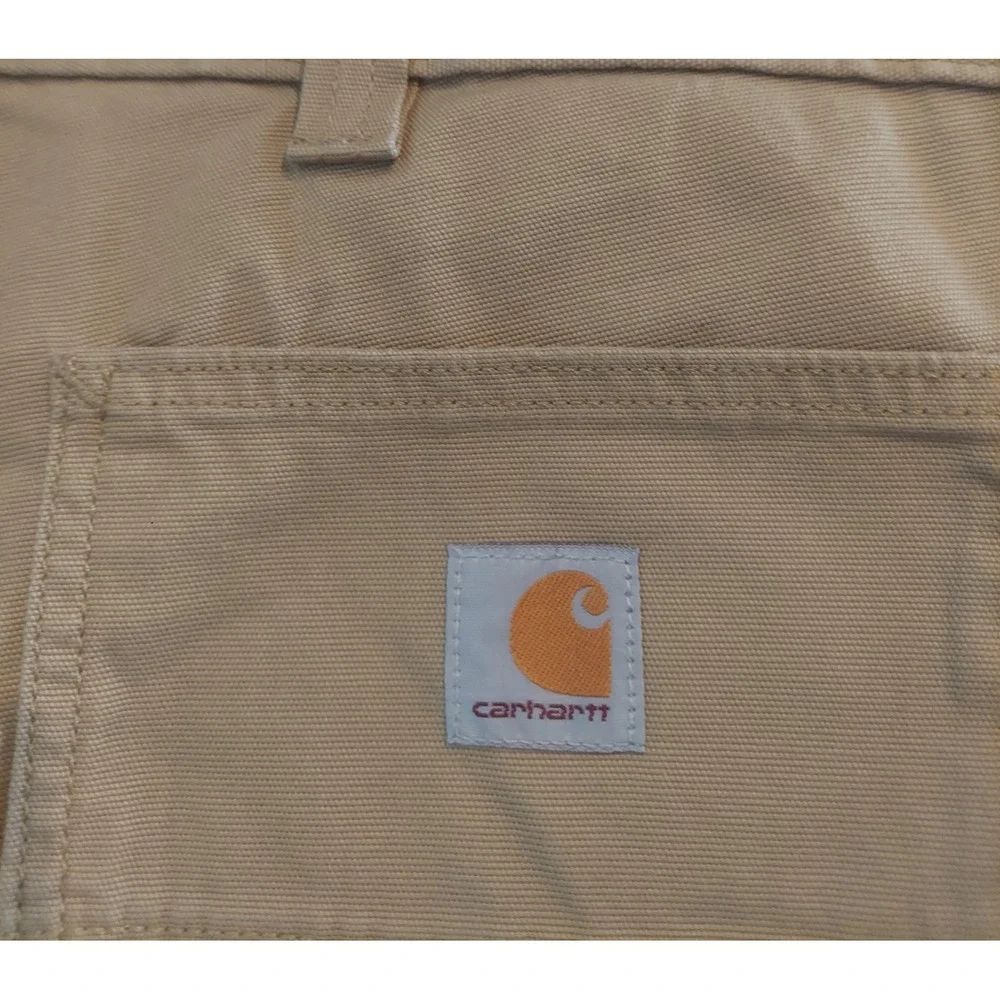 Carhartt Mens Khaki Rugged Flex Rigby Relaxed Fit Canvas Work Pants Size 44/32